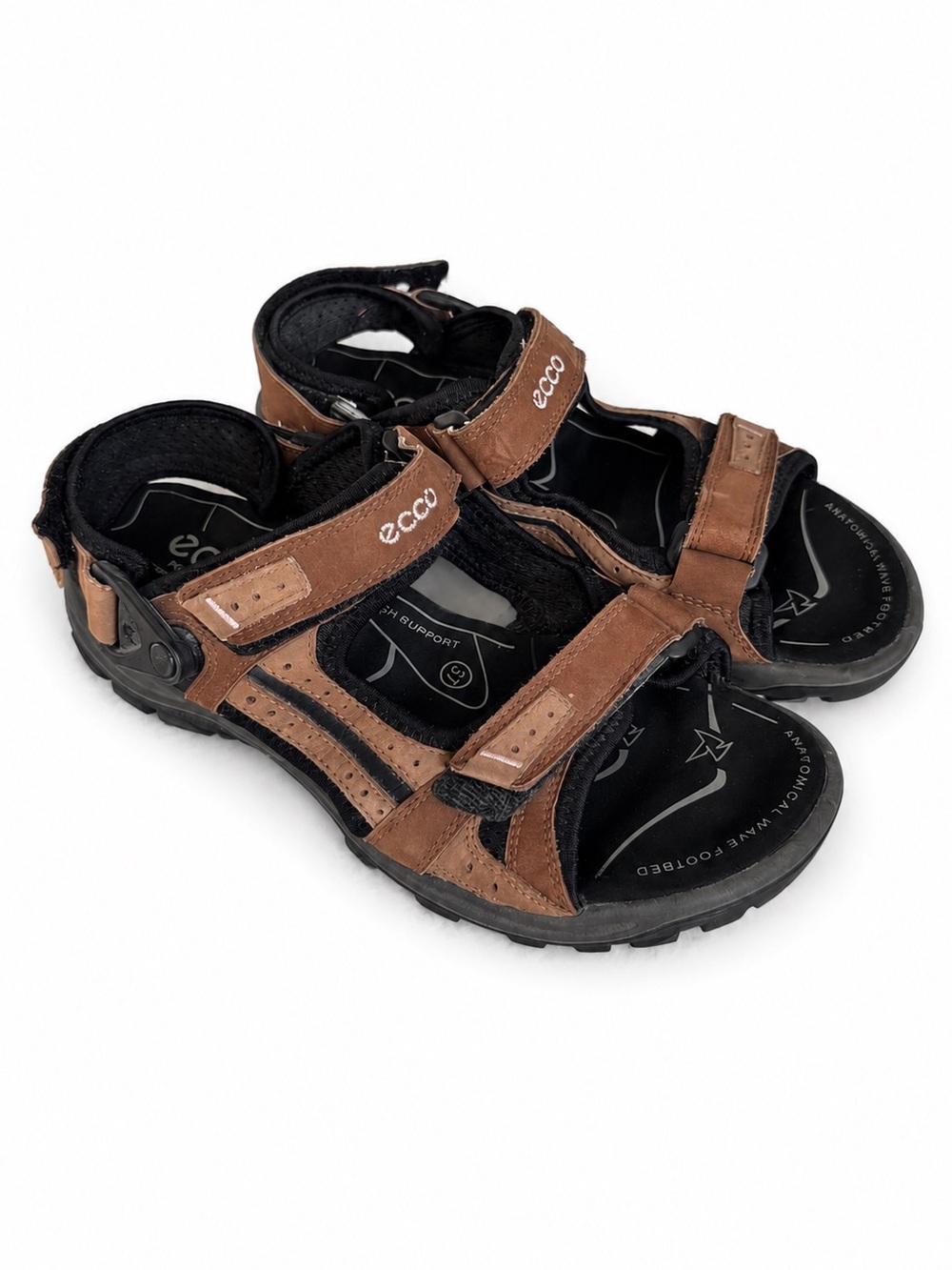 ECCO YucatanReceptor Leather Sport Hiking Sandals Brown Black EU 37 (US 6.5 7)